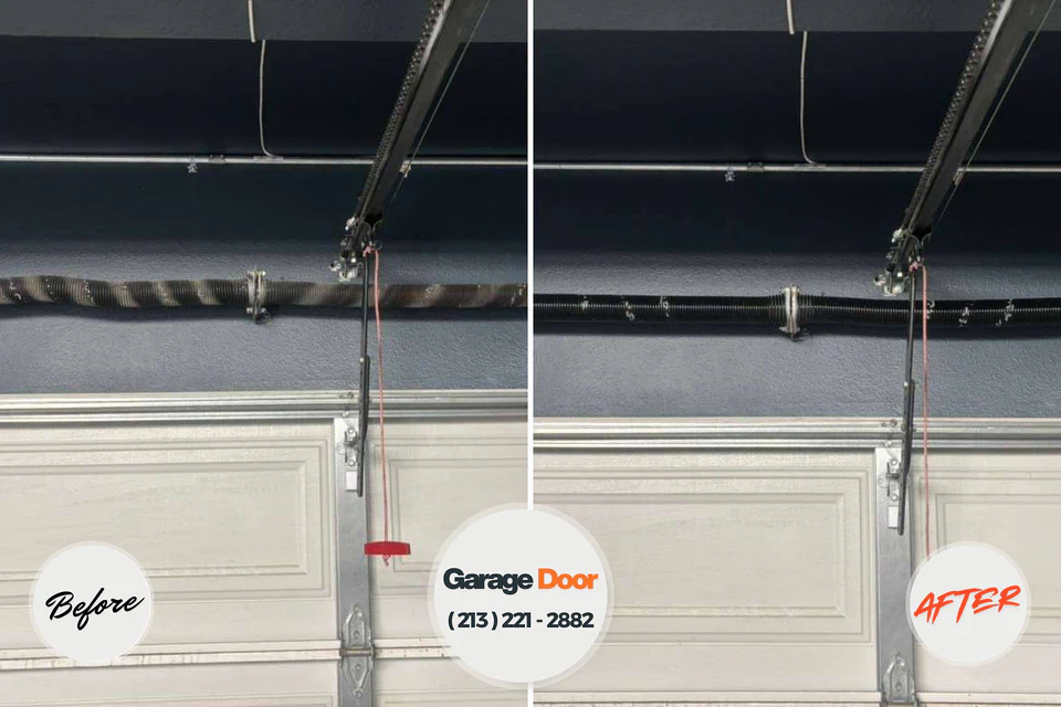 Before and after: garage door repair Lancaster, TX
